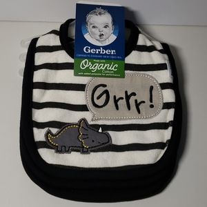 Gerber 3 pack dinosaur bibs